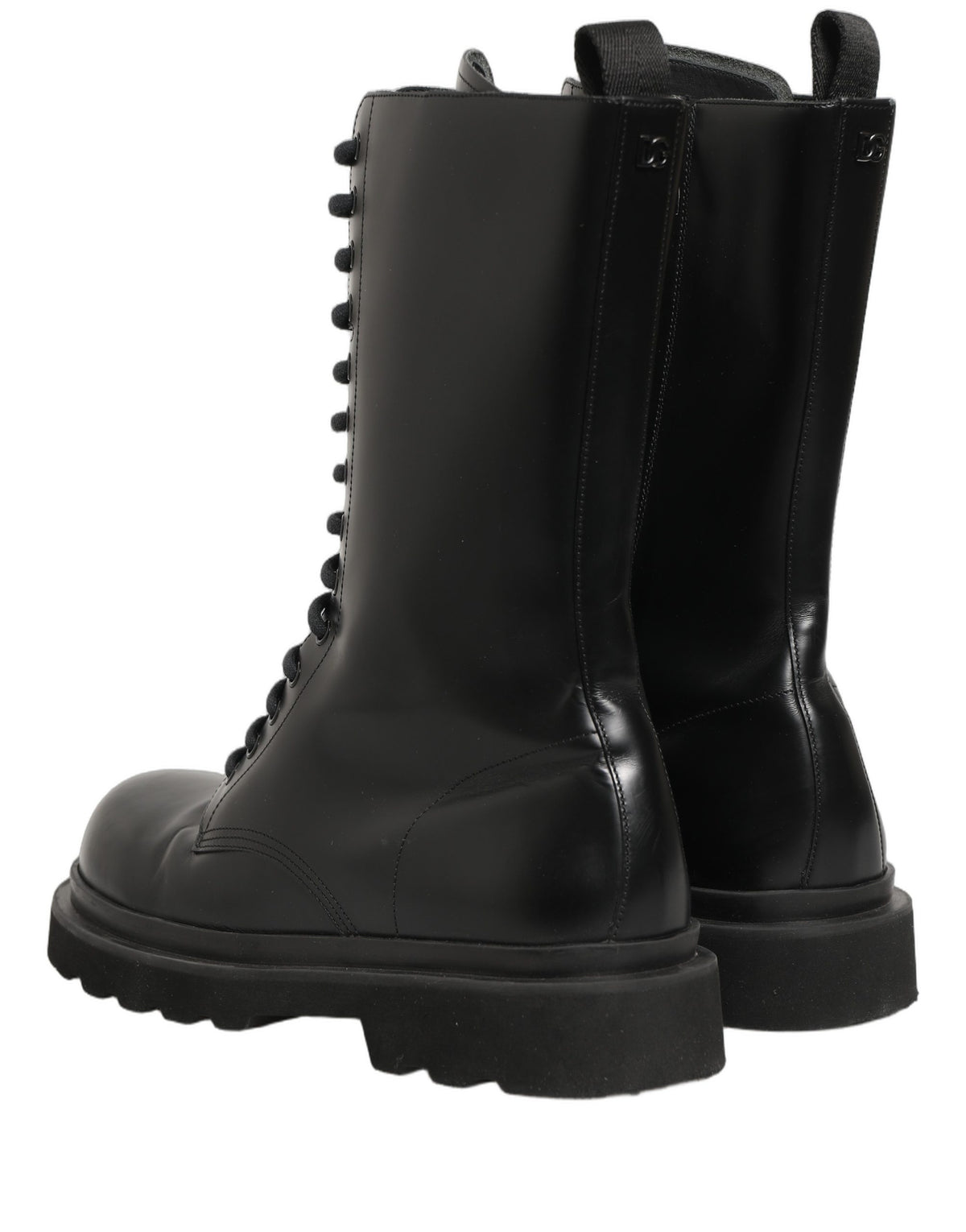 Black Leather Lace Up Men Combat Boots Shoes