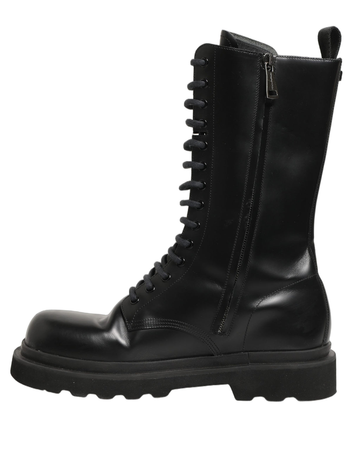 Black Leather Lace Up Men Combat Boots Shoes