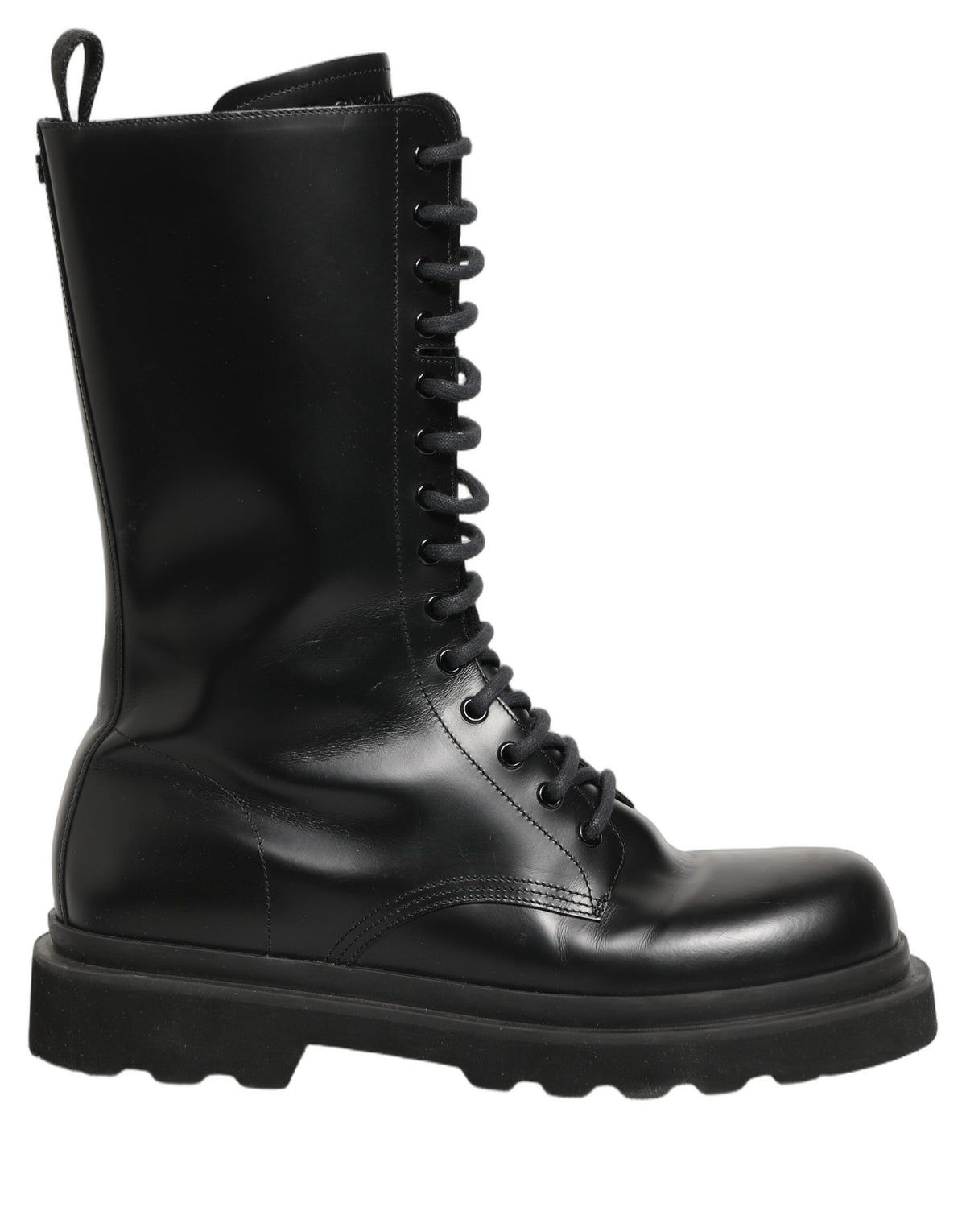 Black Leather Lace Up Men Combat Boots Shoes
