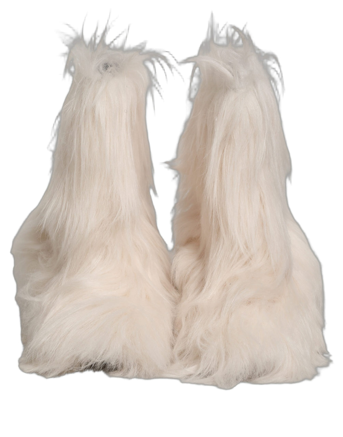 White Faux Fur Mid Calf Men Boots Shoes