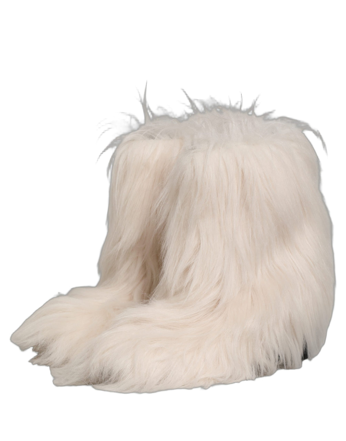 White Faux Fur Mid Calf Men Boots Shoes