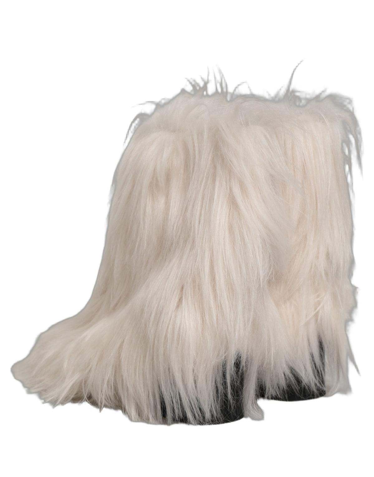White Faux Fur Mid Calf Men Boots Shoes