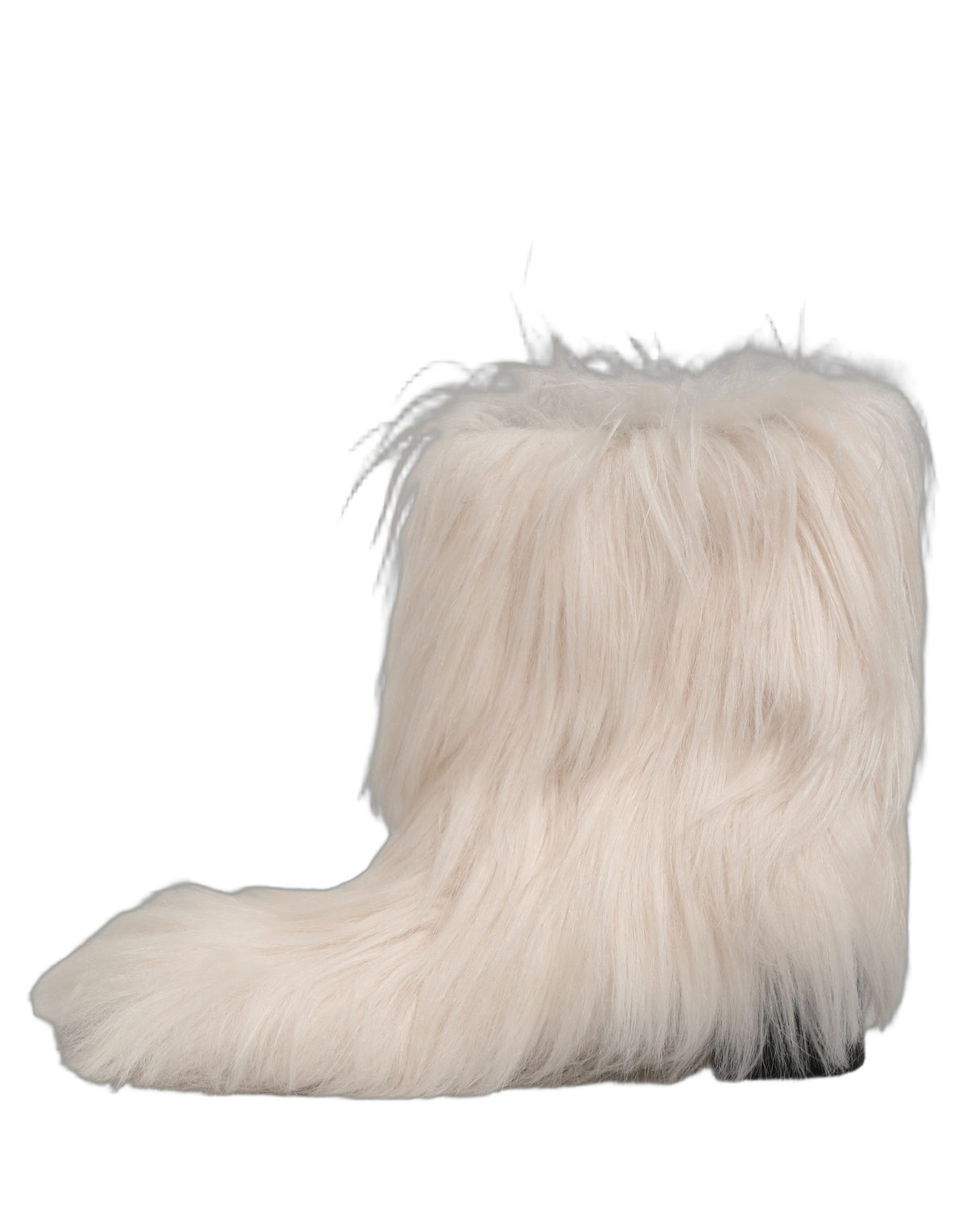 White Faux Fur Mid Calf Men Boots Shoes