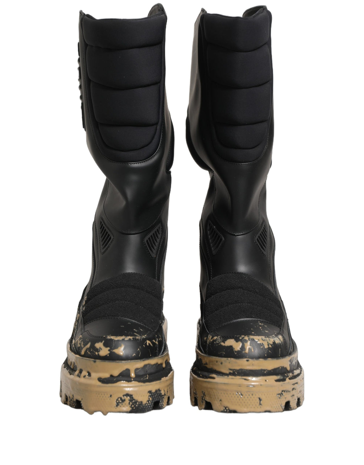 Black Leather Biker Mid Calf Men Boots Shoes