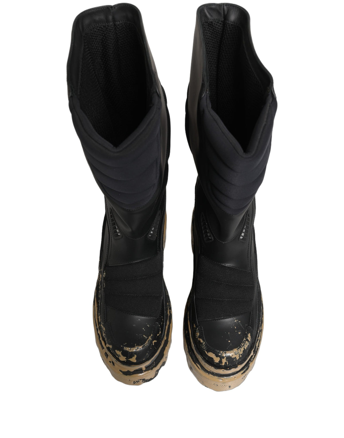 Black Leather Biker Mid Calf Men Boots Shoes