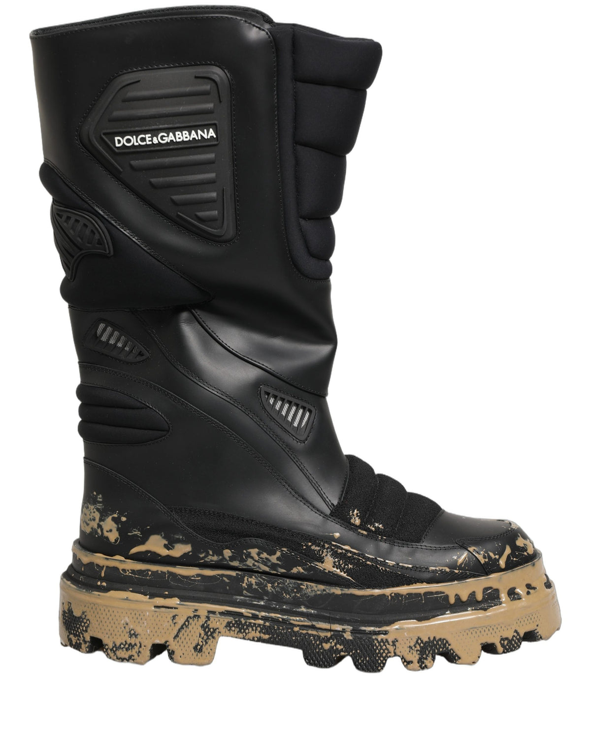 Black Leather Biker Mid Calf Men Boots Shoes