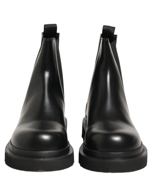 Black Chelsea Boots Leather Slip On Men Shoes