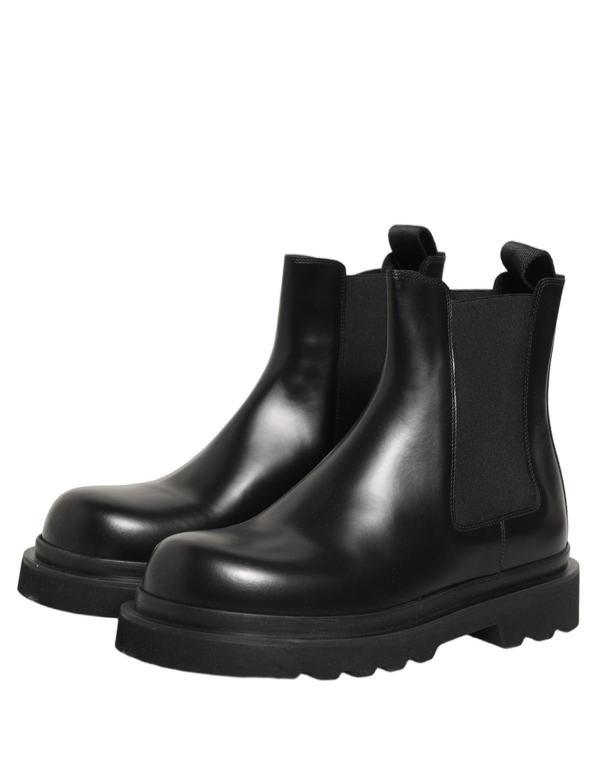 Black Chelsea Boots Leather Slip On Men Shoes