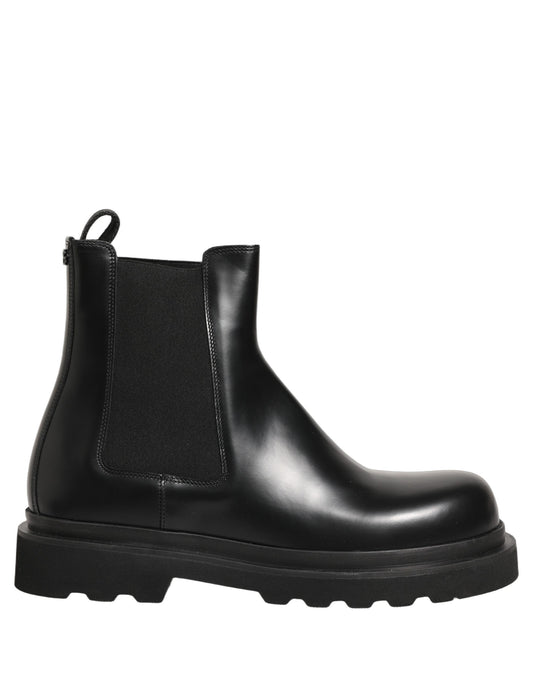 Black Chelsea Boots Leather Slip On Men Shoes