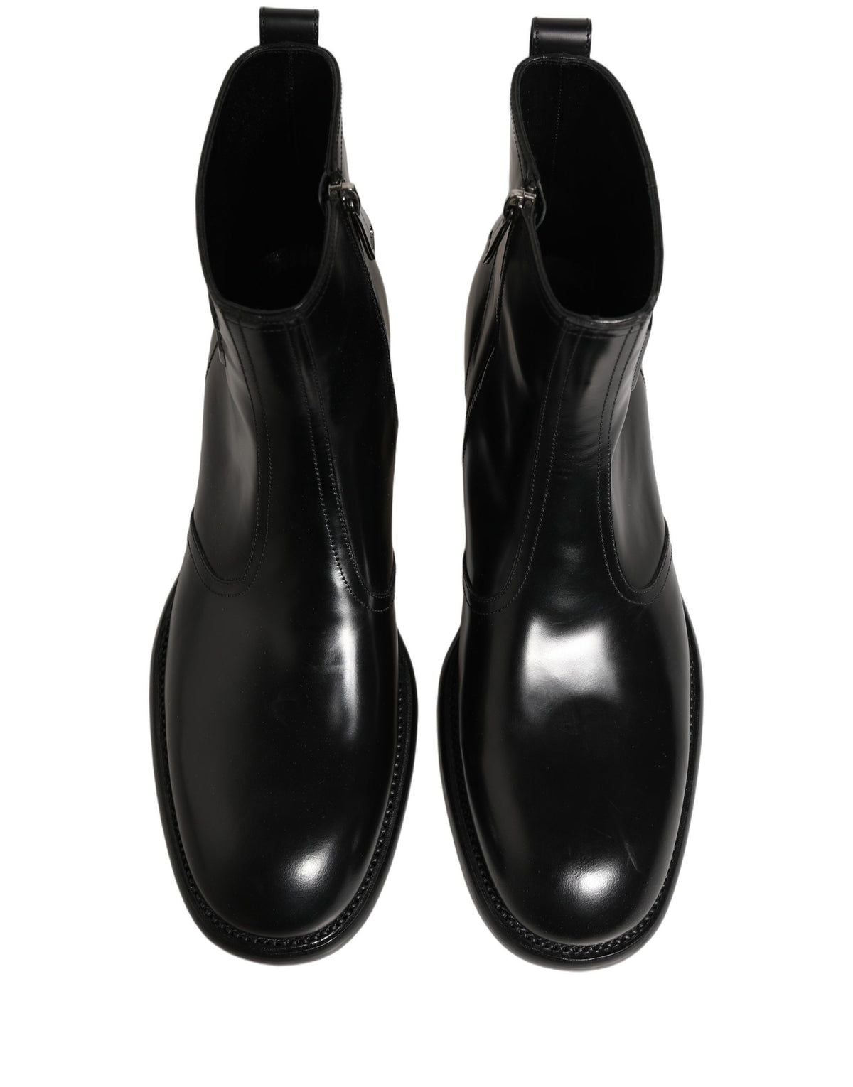 Black Leather Embossed Logo Ankle Boots Shoes