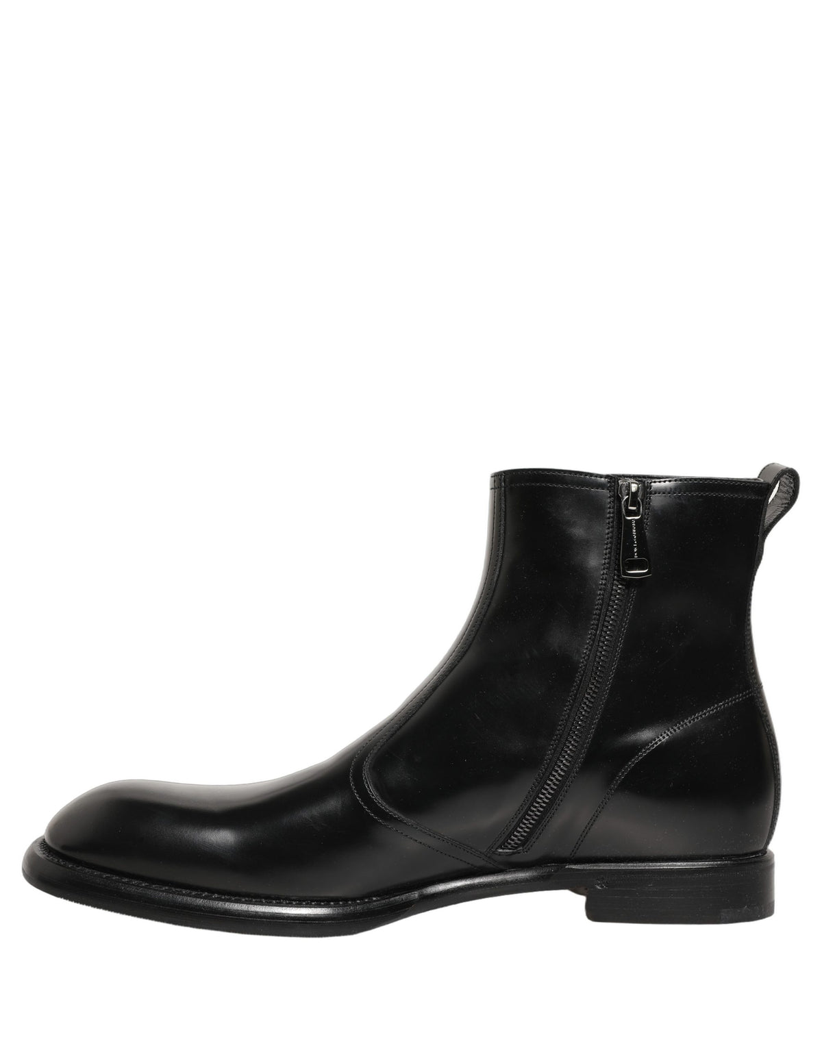 Black Leather Embossed Logo Ankle Boots Shoes