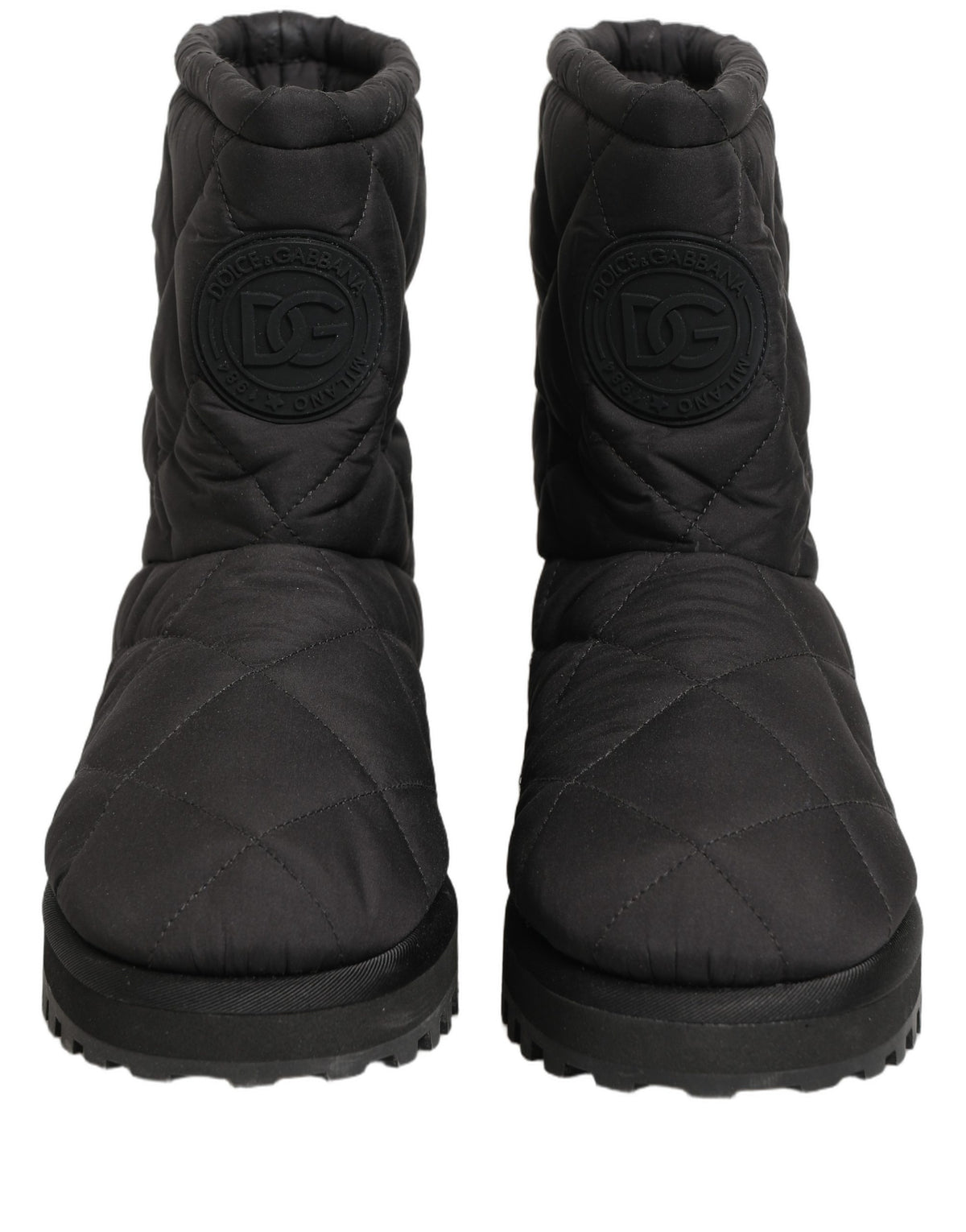 Black Quilted Effect Mid Calf Boots Shoes