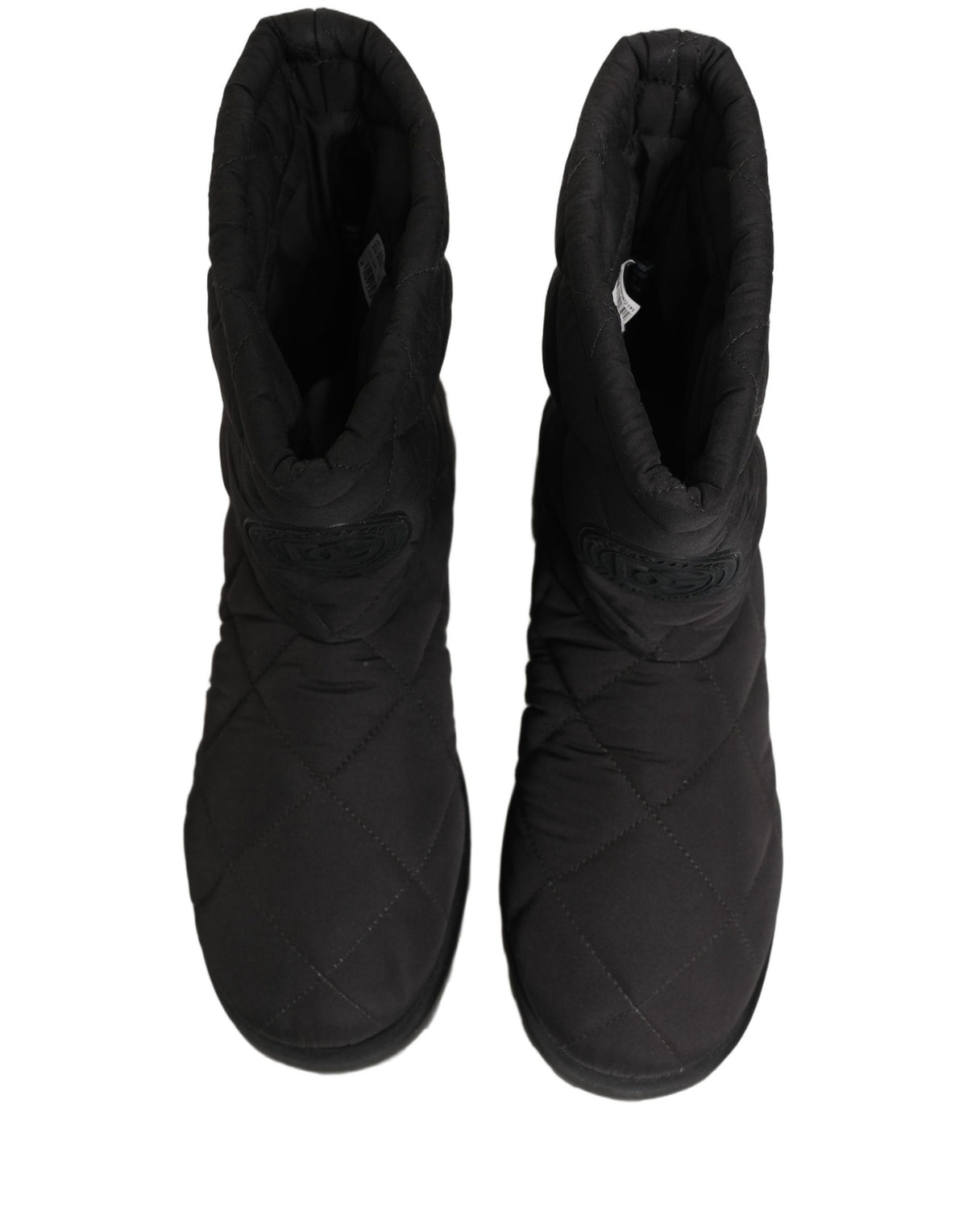 Black Quilted Effect Mid Calf Boots Shoes