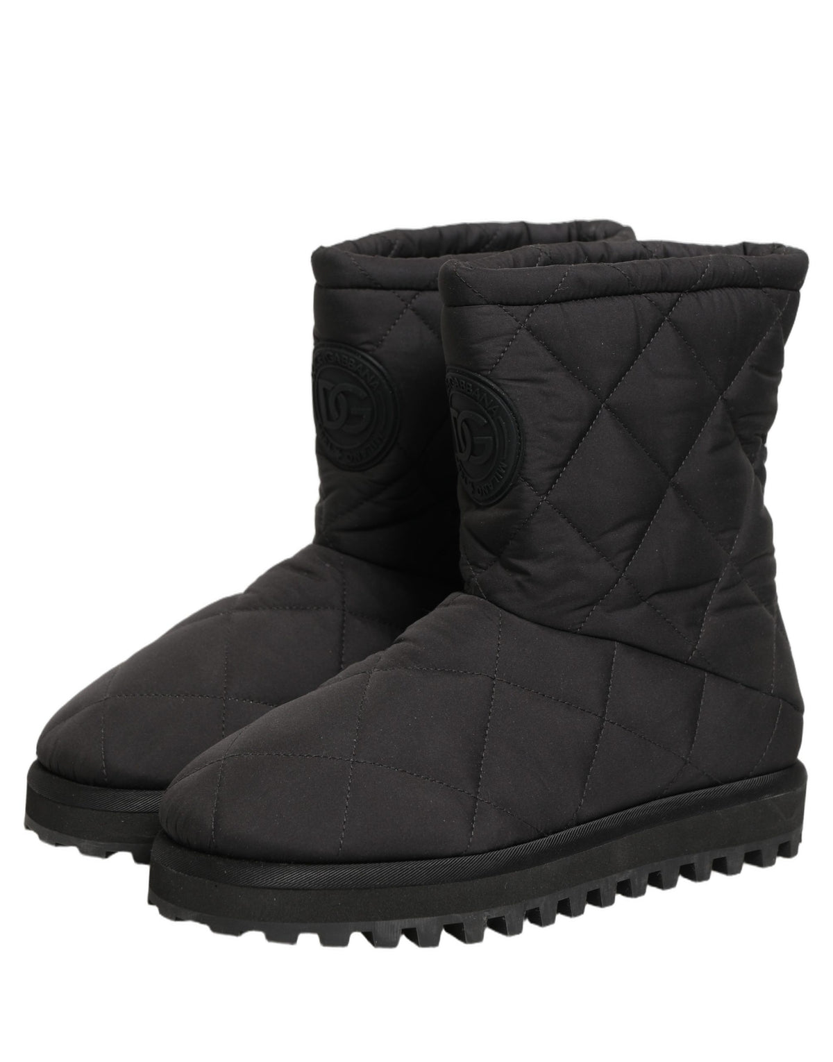 Black Quilted Effect Mid Calf Boots Shoes
