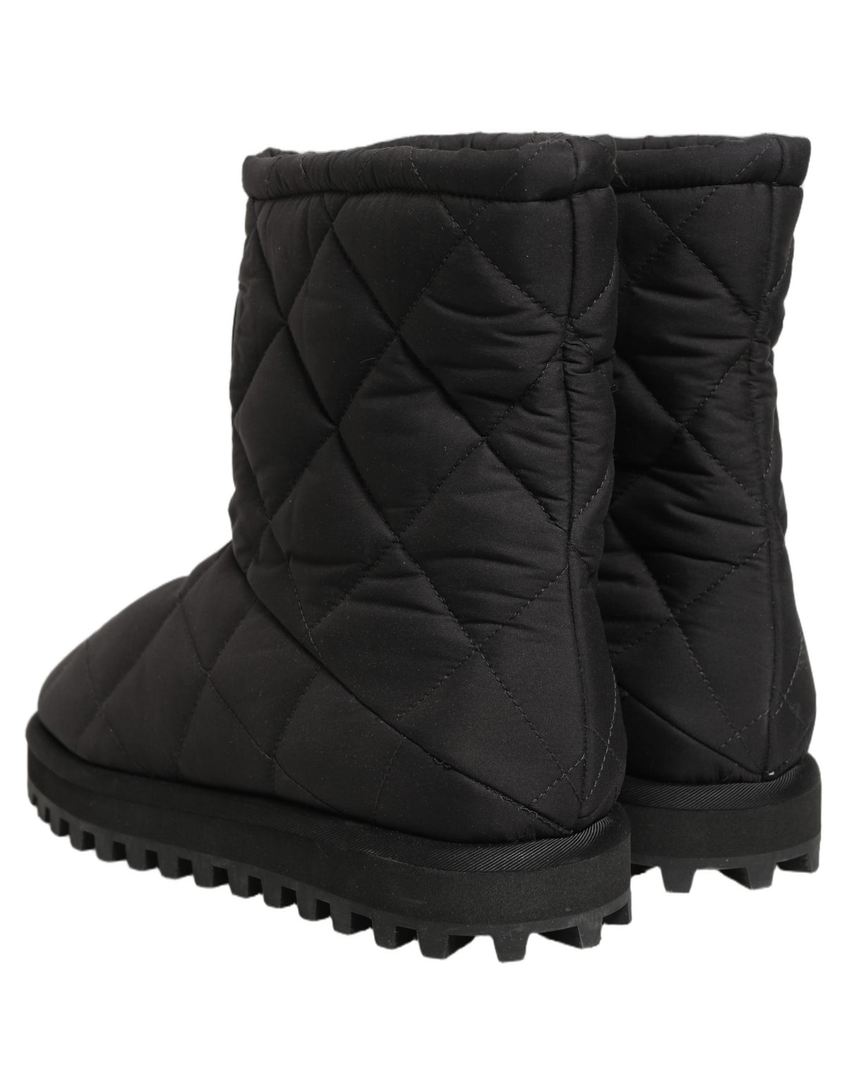 Black Quilted Effect Mid Calf Boots Shoes