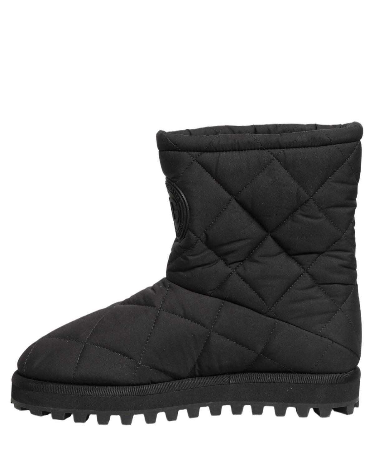 Black Quilted Effect Mid Calf Boots Shoes