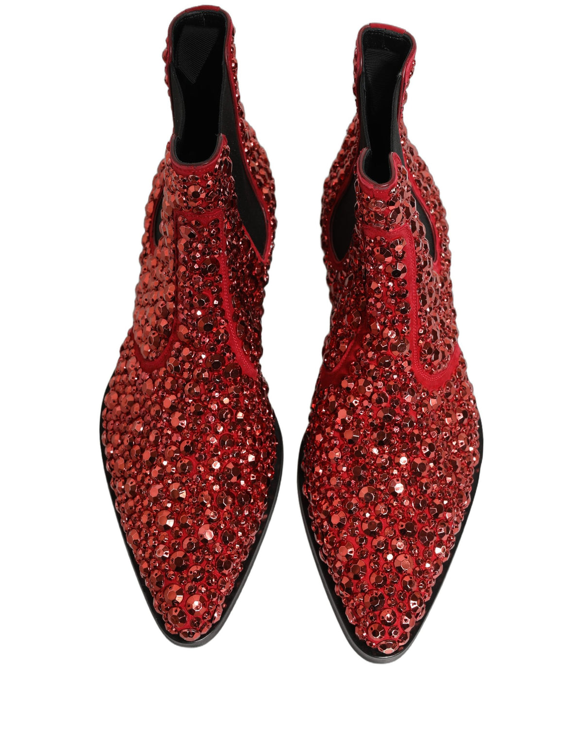 Red Embellished Chelsea Ankle Boots Shoes