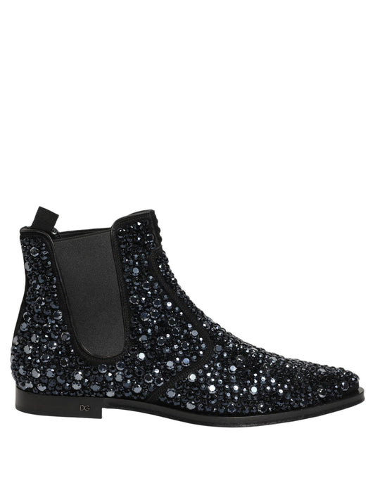 Black Embellished Chelsea Ankle Boots Shoes