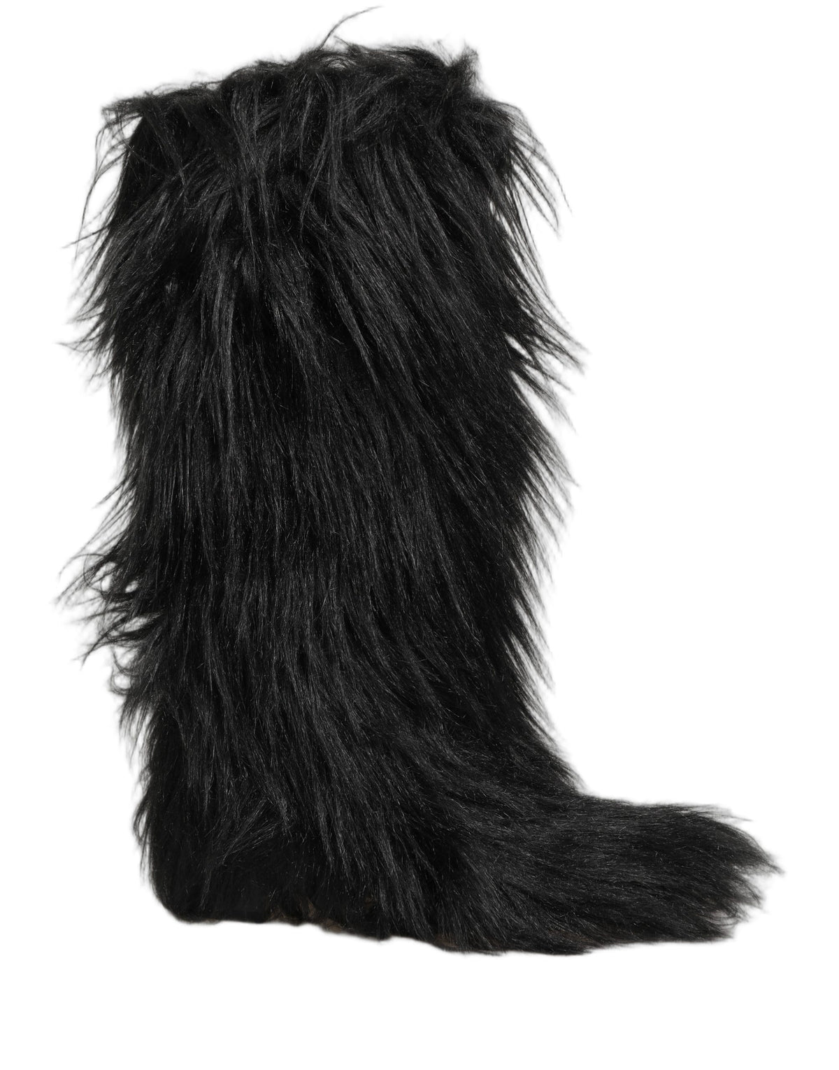 Black Faux Fur Mid Calf Winter Boots Shoes