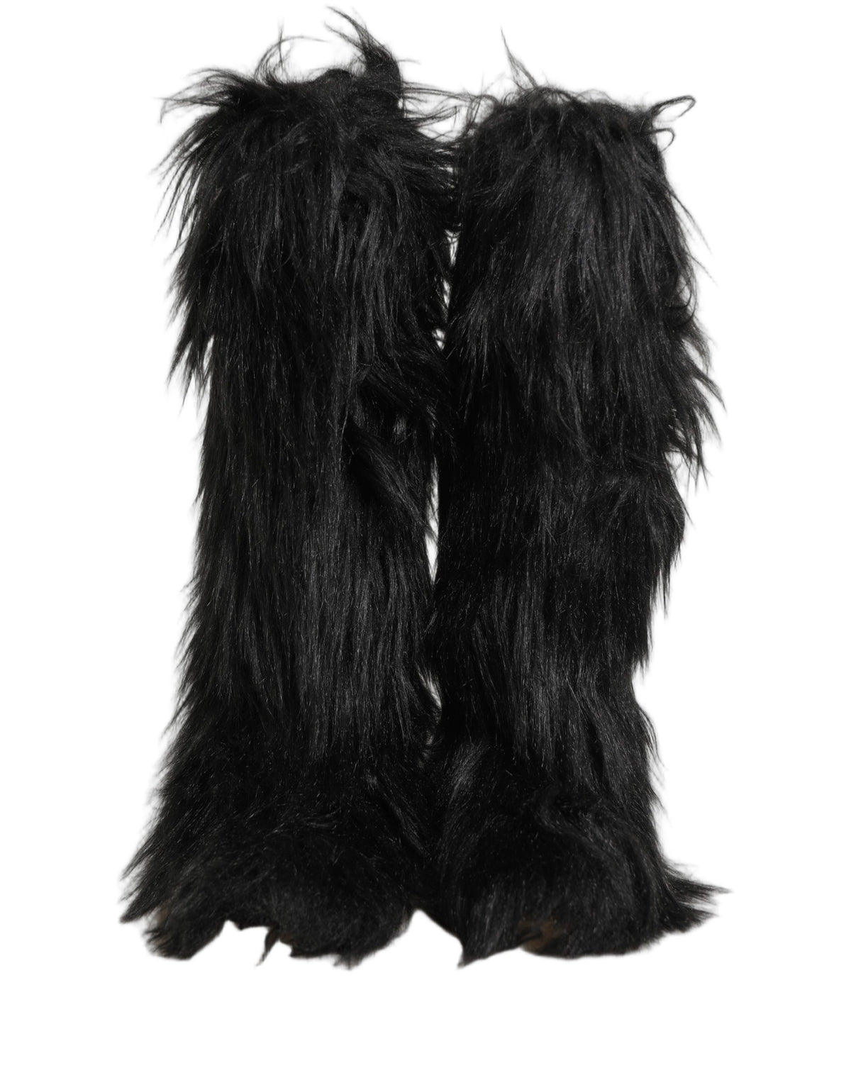 Black Faux Fur Mid Calf Winter Boots Shoes