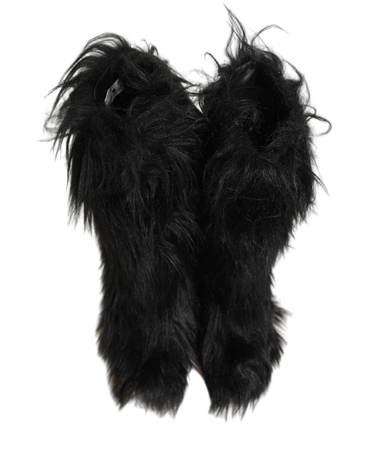 Black Faux Fur Mid Calf Winter Boots Shoes