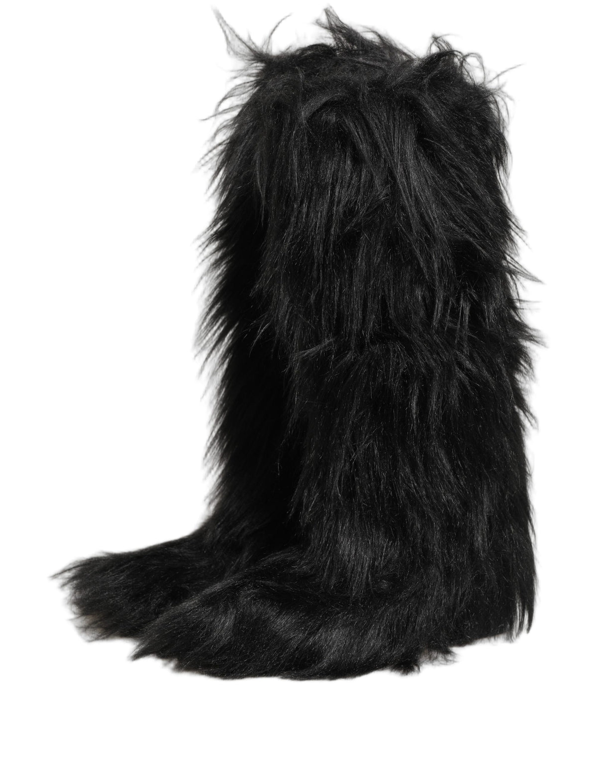 Black Faux Fur Mid Calf Winter Boots Shoes