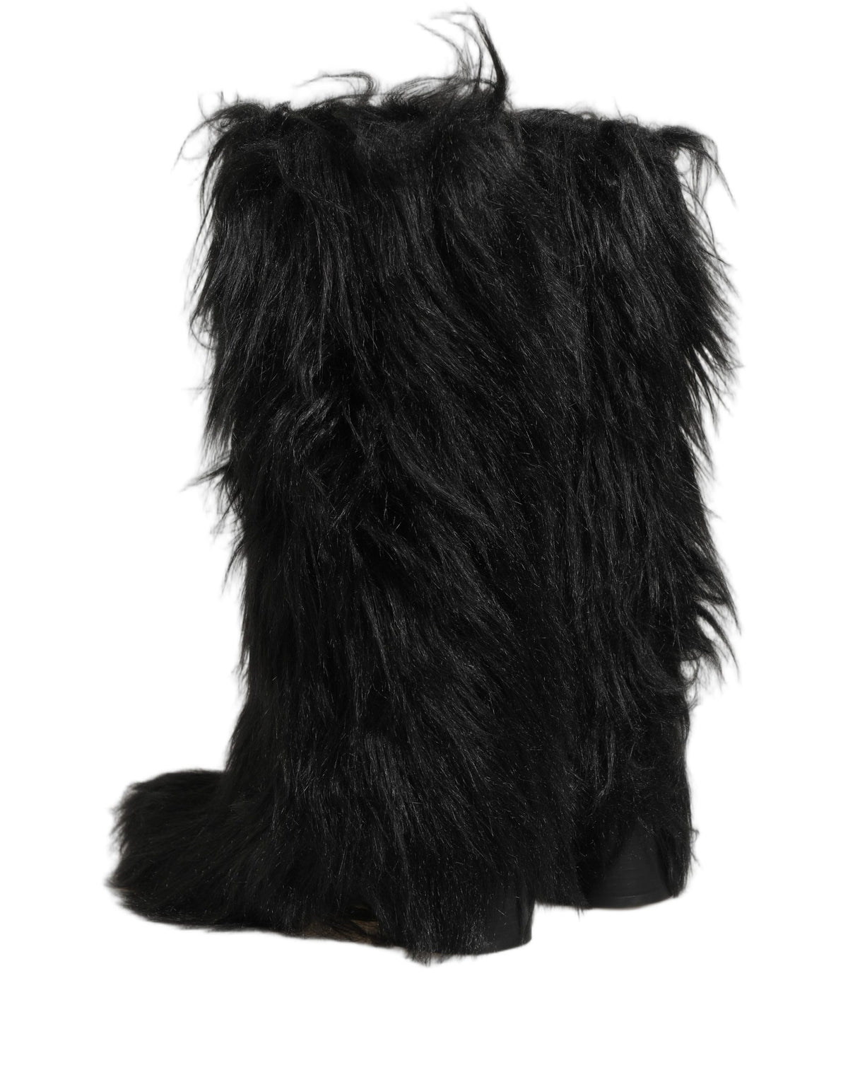 Black Faux Fur Mid Calf Winter Boots Shoes