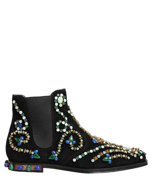 Black Embellished Chelsea Ankle Boots Shoes
