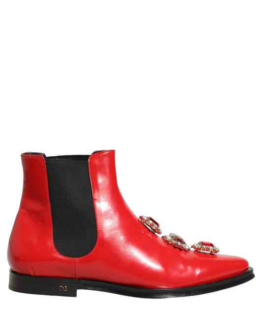 Red Embellished Chelsea Men Ankle Boots Shoes