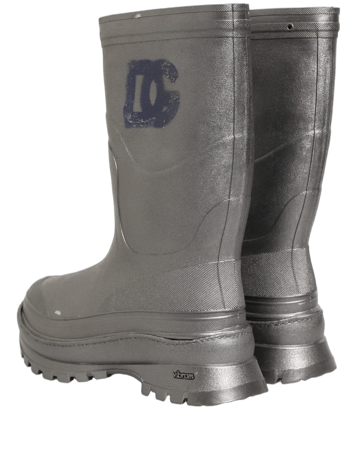 Metallic Silver Pull On Rain Boots Men Shoes