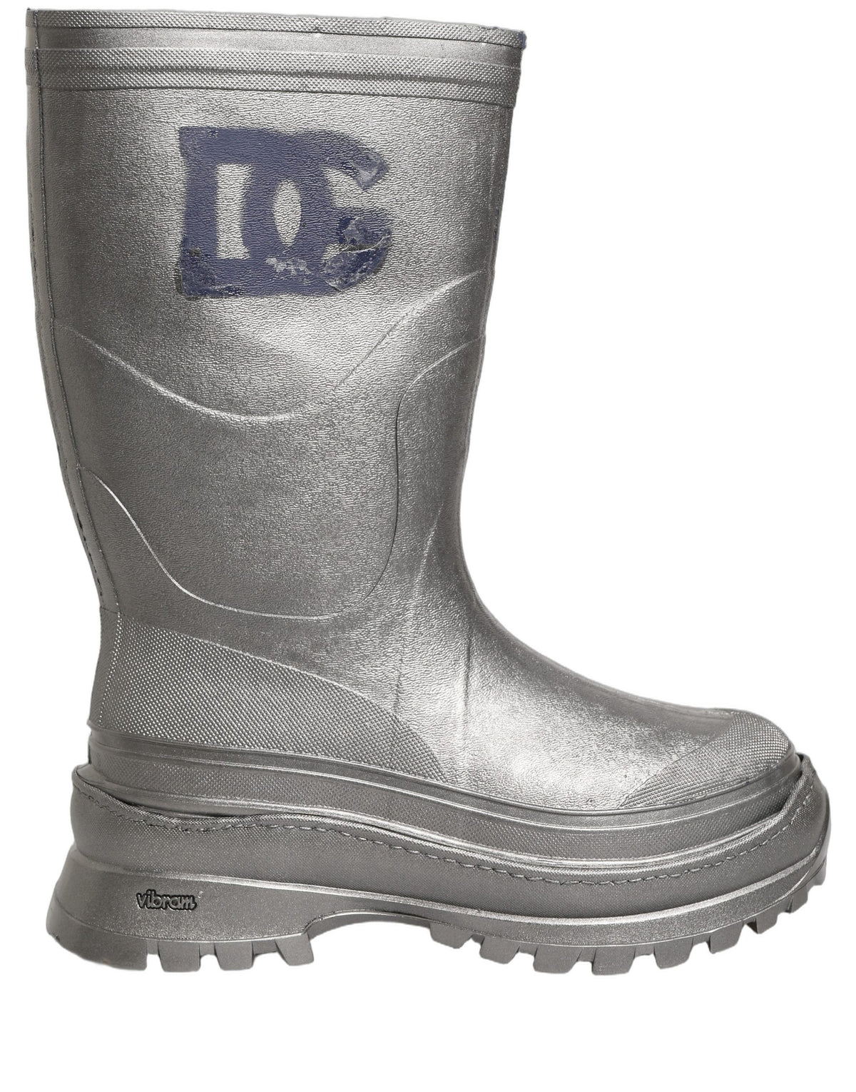 Metallic Silver Pull On Rain Boots Men Shoes