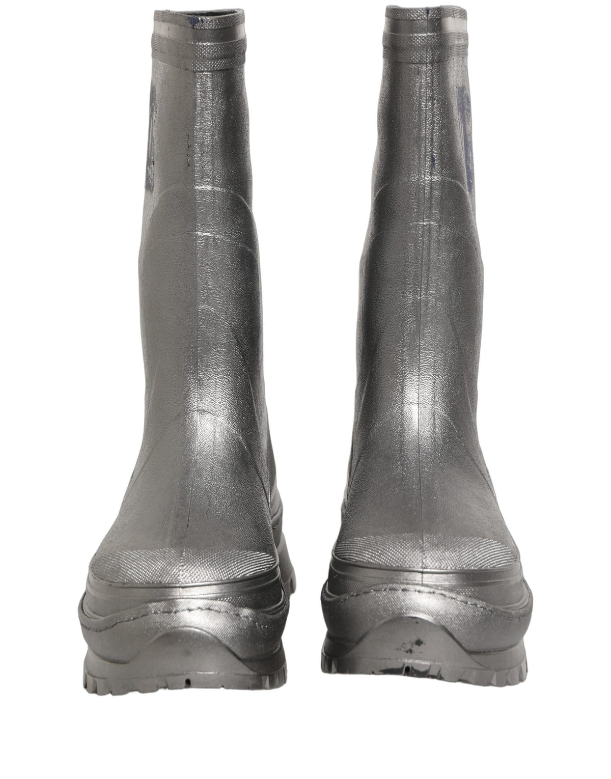 Metallic Silver Pull On Rain Boots Men Shoes