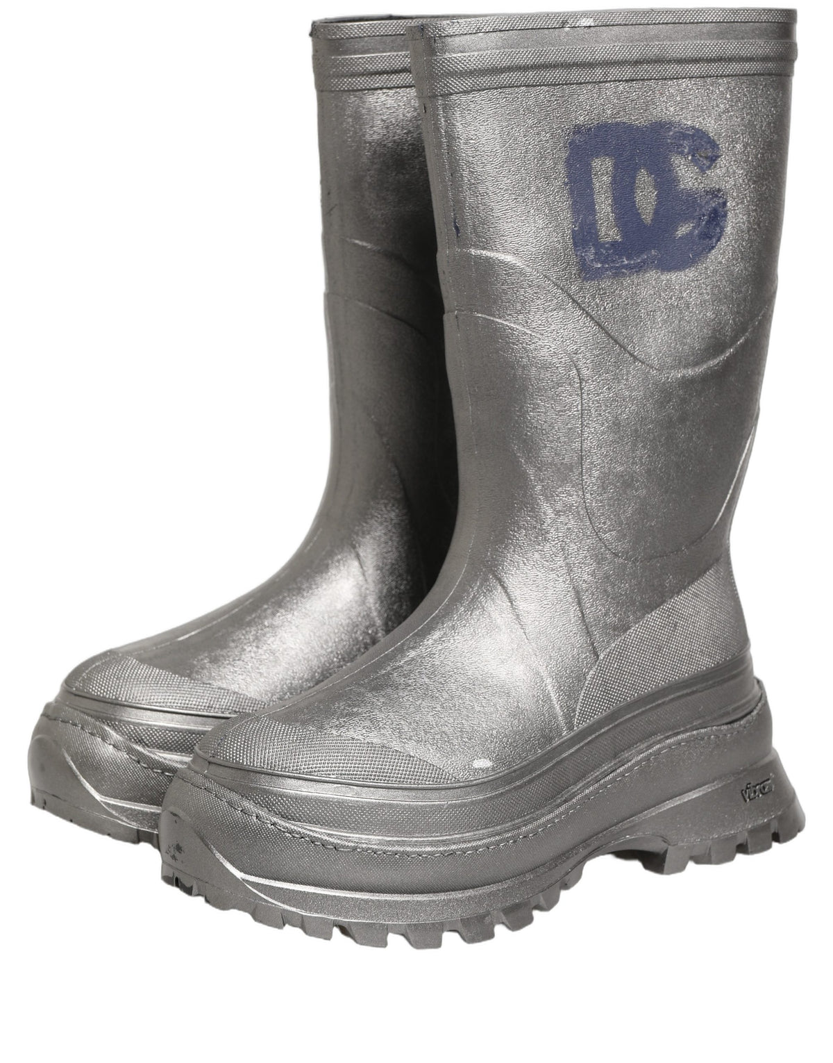 Metallic Silver Pull On Rain Boots Men Shoes