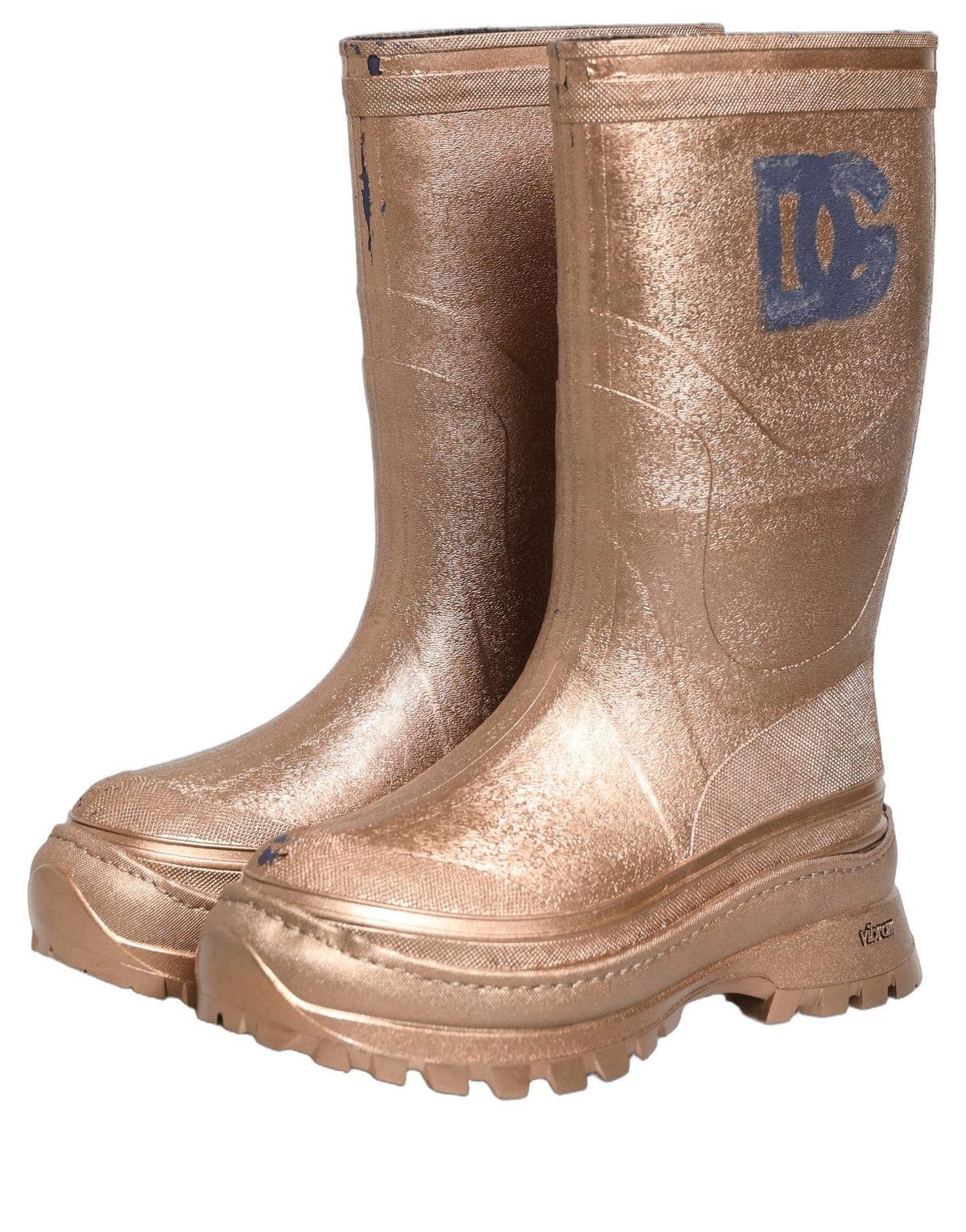 Rose Gold PVC Pull On Rain Boots Men Shoes