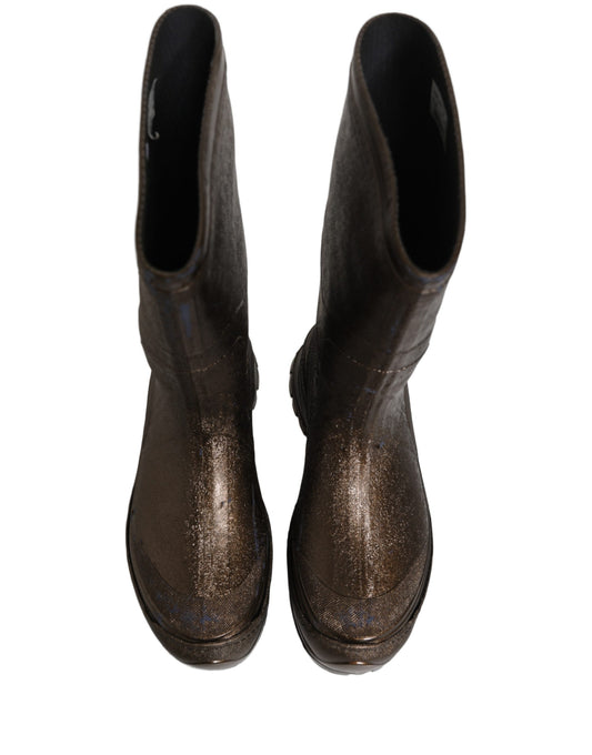 Bronze PVC Pull On Rain Boots Men Shoes