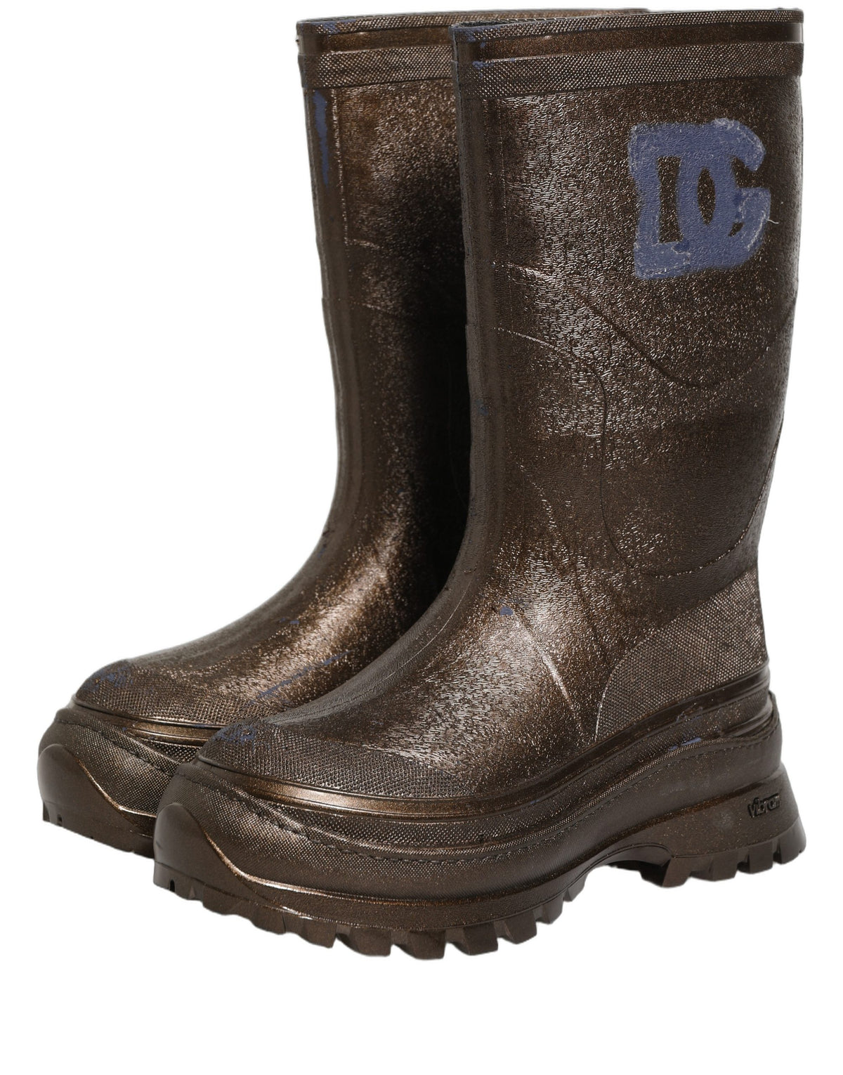 Bronze PVC Pull On Rain Boots Men Shoes