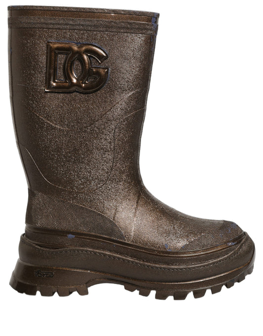 Bronze PVC Pull On Rain Boots Men Shoes