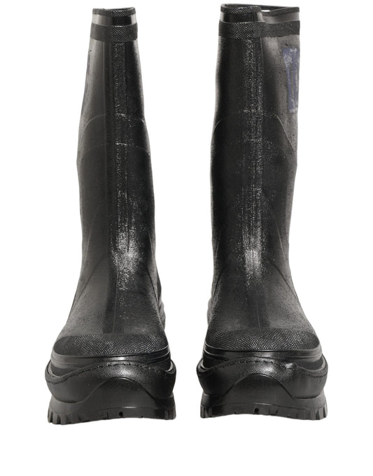 Black PVC Pull On Rain Boots Men Shoes