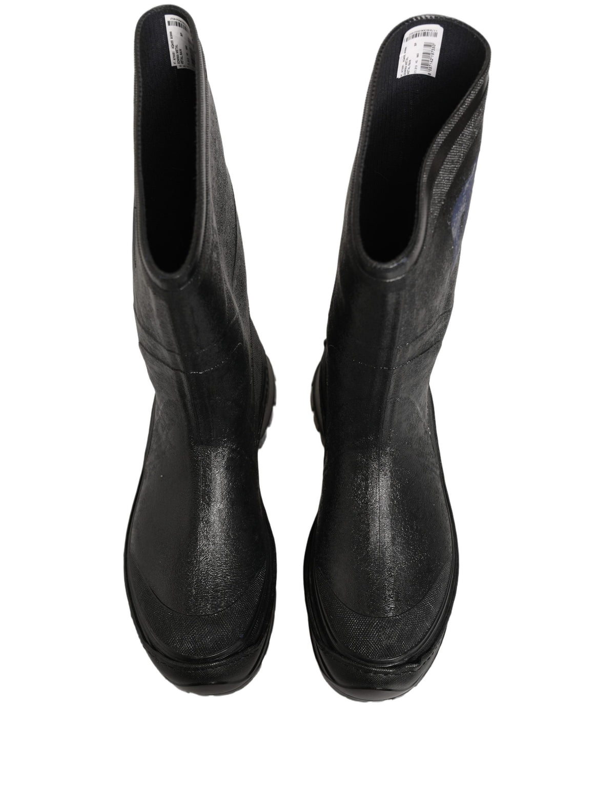 Black PVC Pull On Rain Boots Men Shoes
