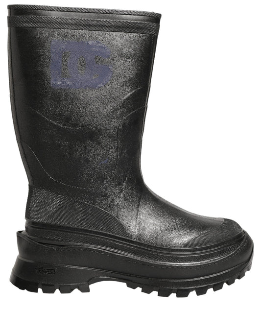 Black PVC Pull On Rain Boots Men Shoes