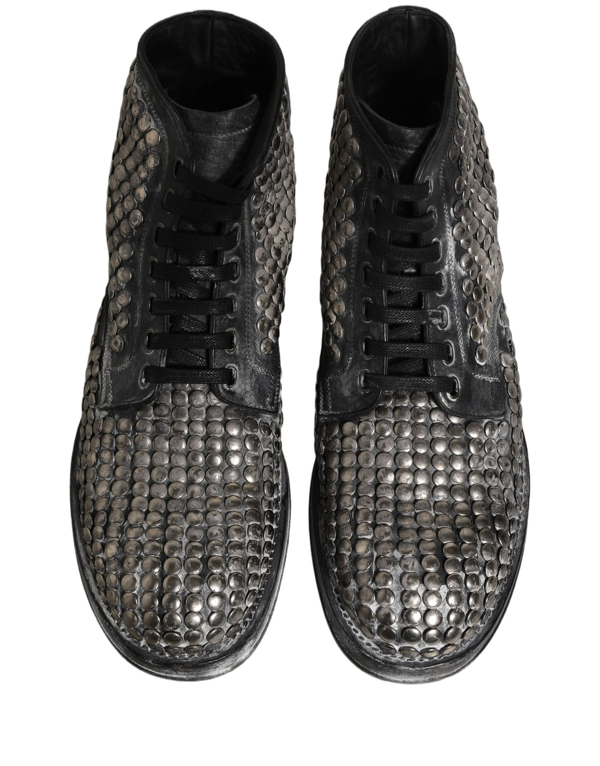 Black Leather Runway Studs Ankle Boots Shoes