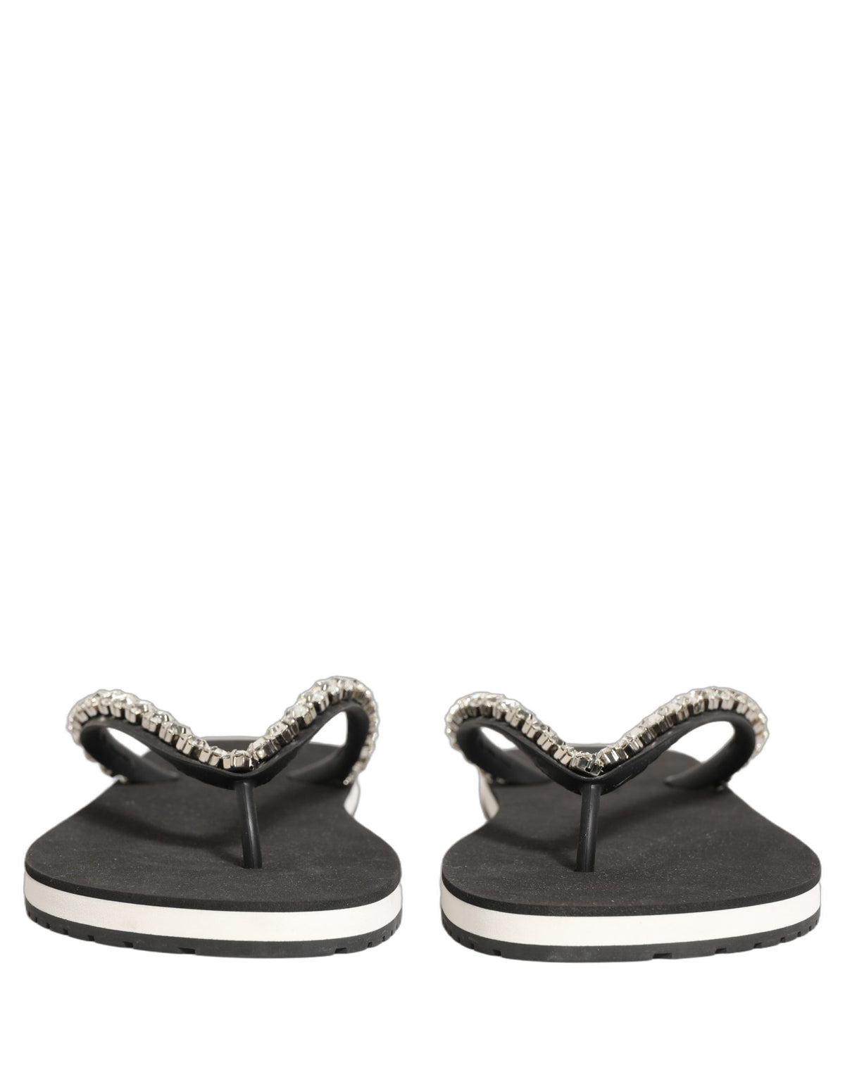 Black Embellished Rubber Flip Flops Men Shoes