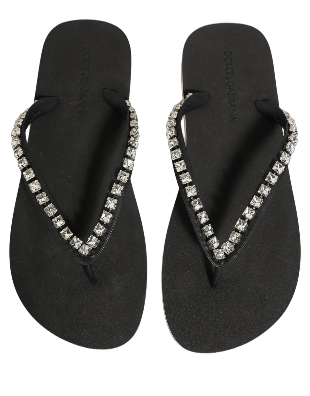 Black Embellished Rubber Flip Flops Men Shoes