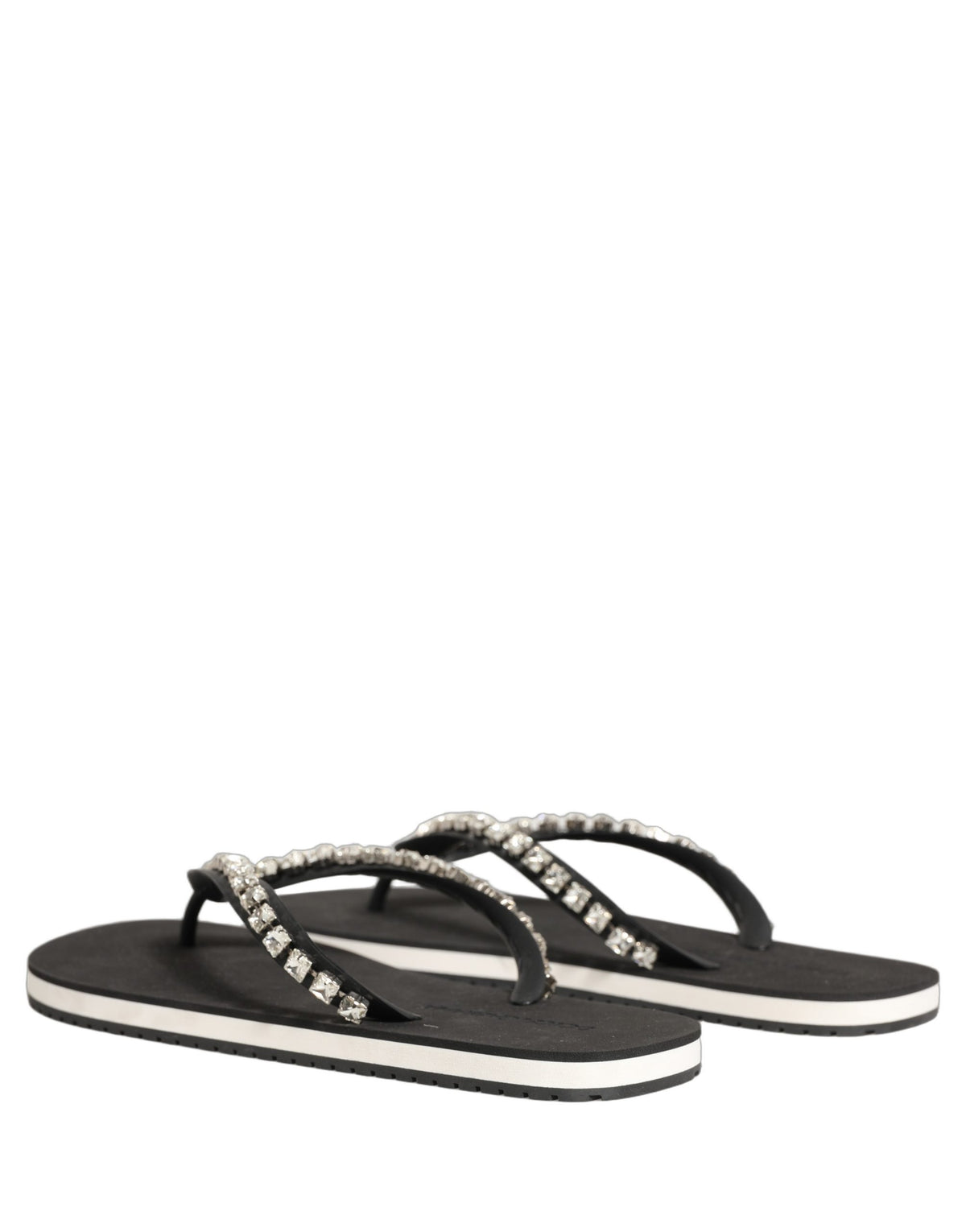 Black Embellished Rubber Flip Flops Men Shoes