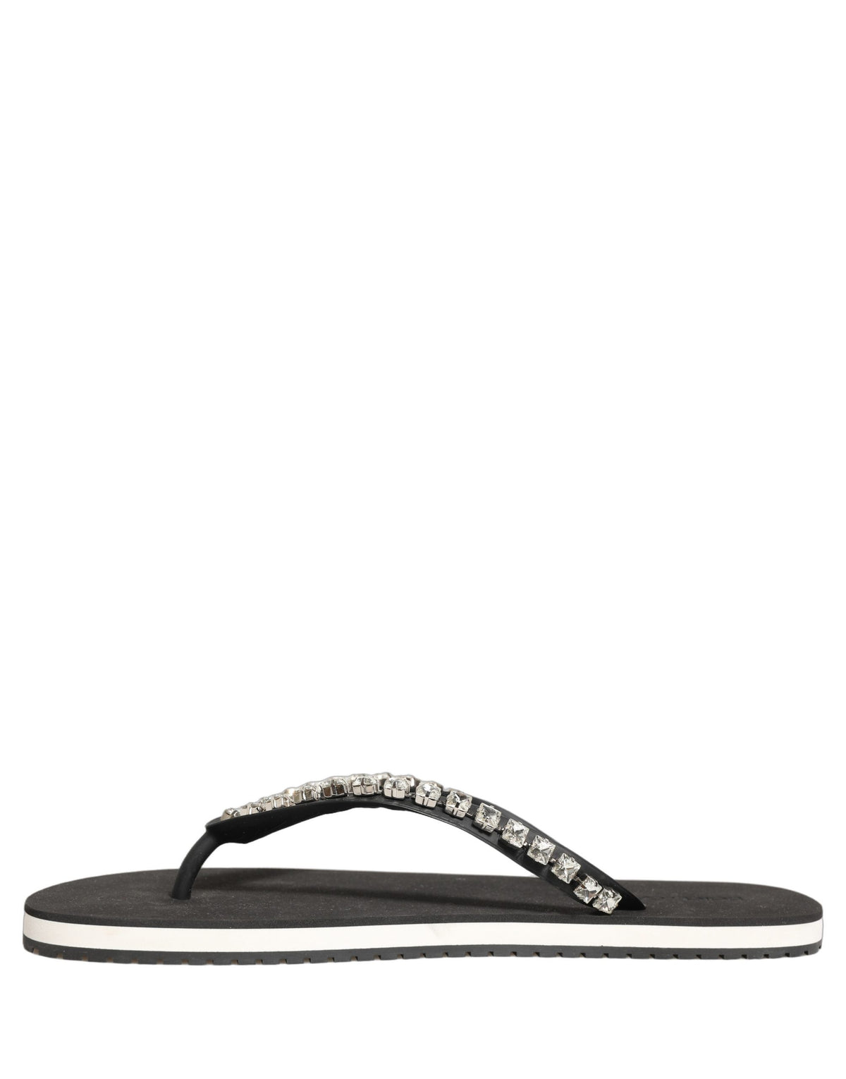 Black Embellished Rubber Flip Flops Men Shoes
