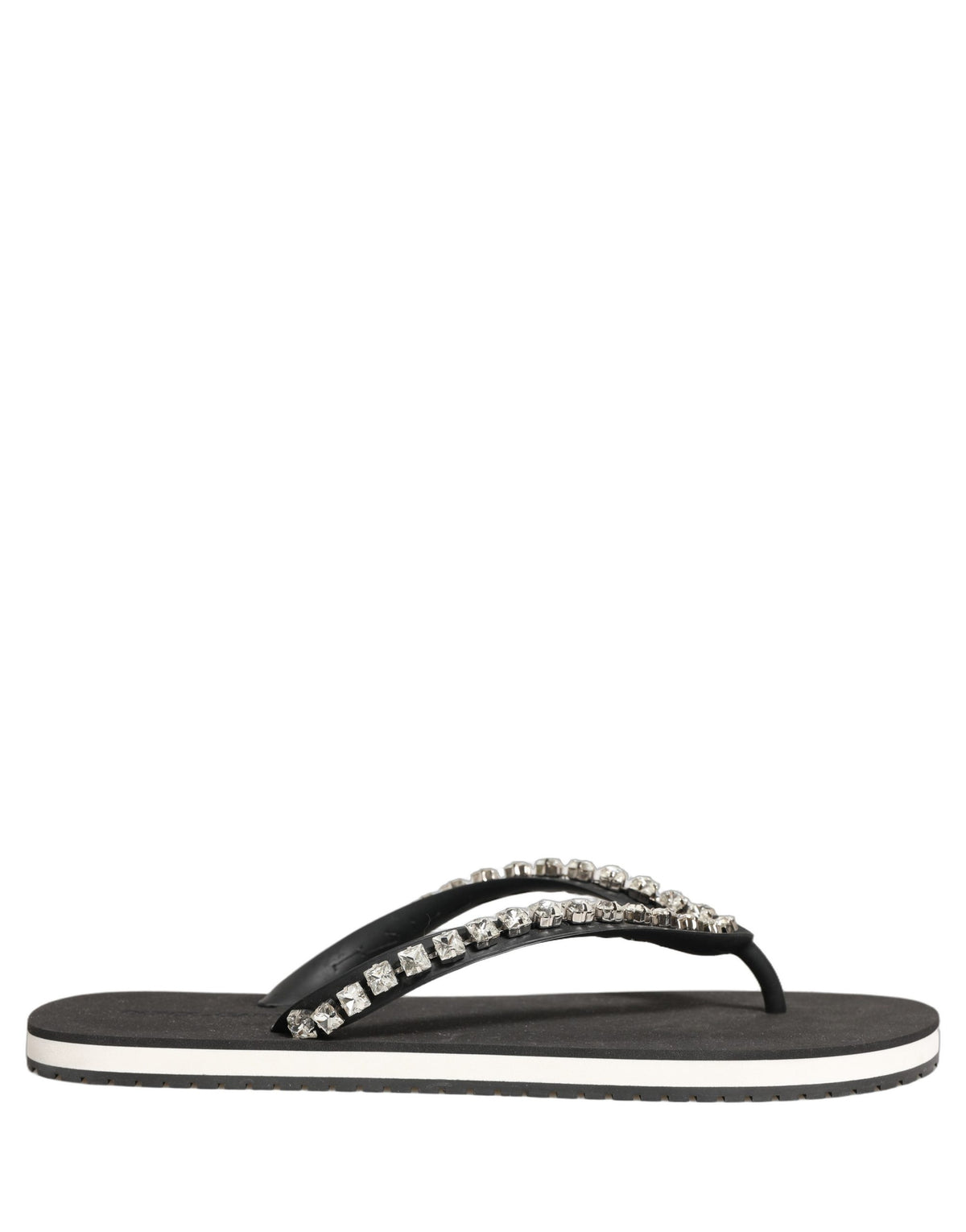 Black Embellished Rubber Flip Flops Men Shoes
