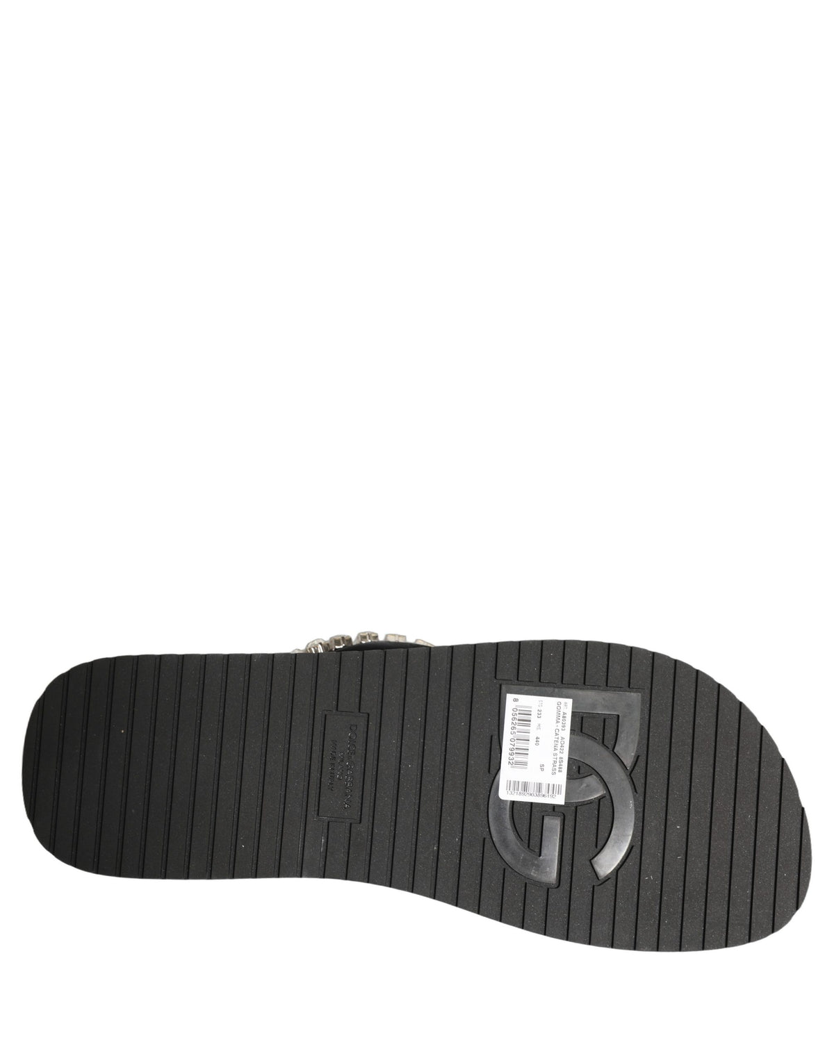 Black Embellished Rubber Flip Flops Men Shoes