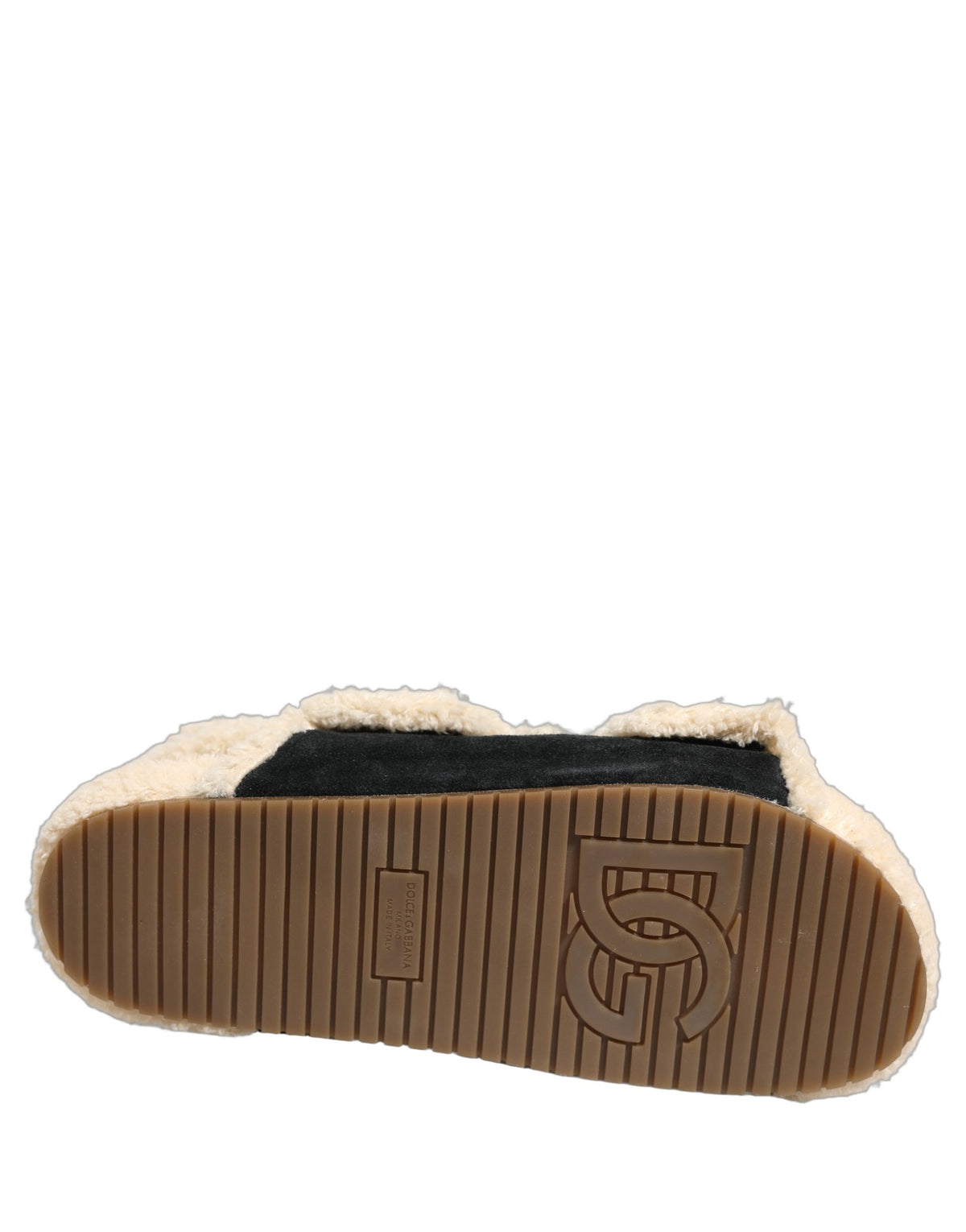 Beige Black Faux Fur Flats Men Sandals Shoes