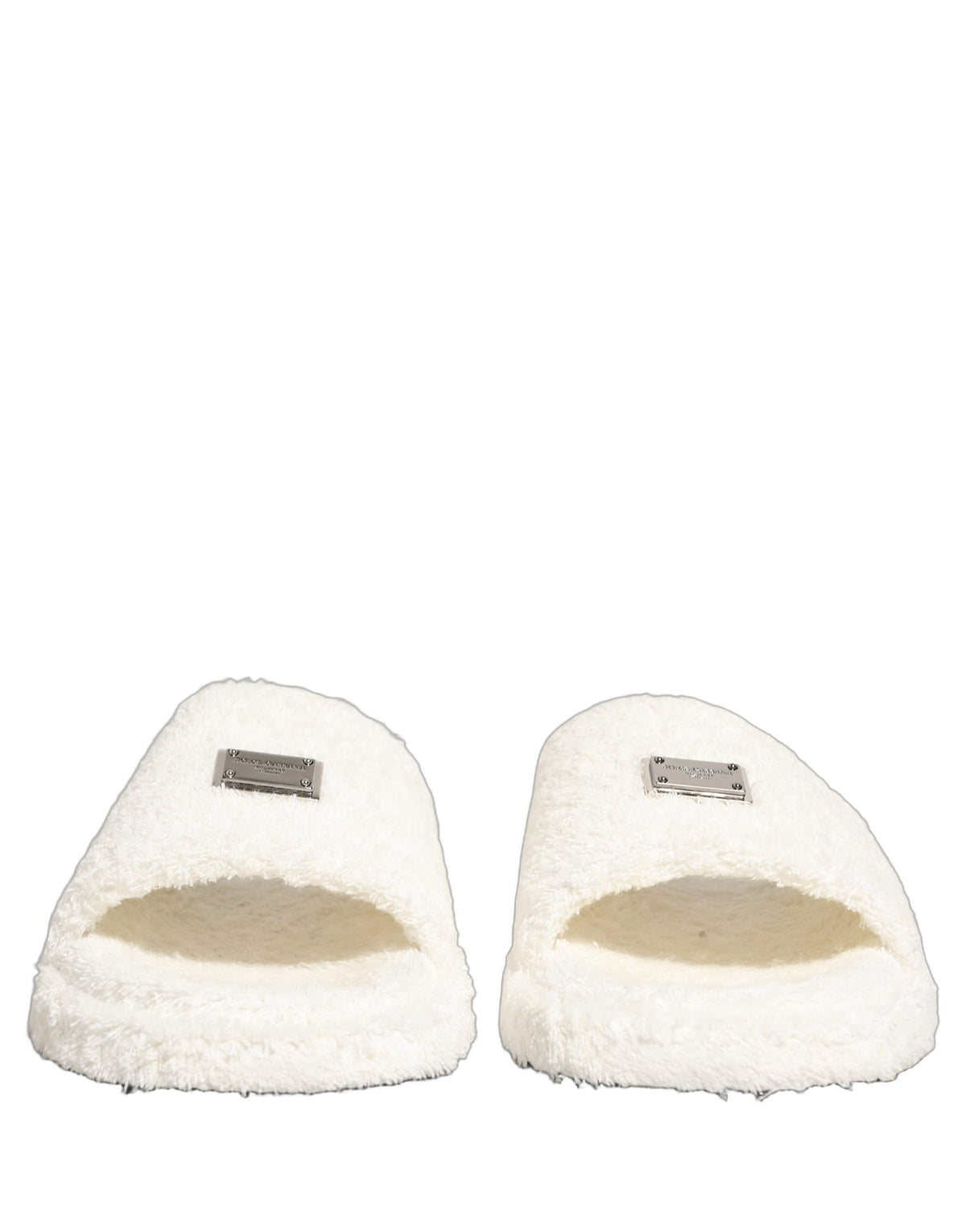White Faux Fur Flats Men Slides Sandals Shoes