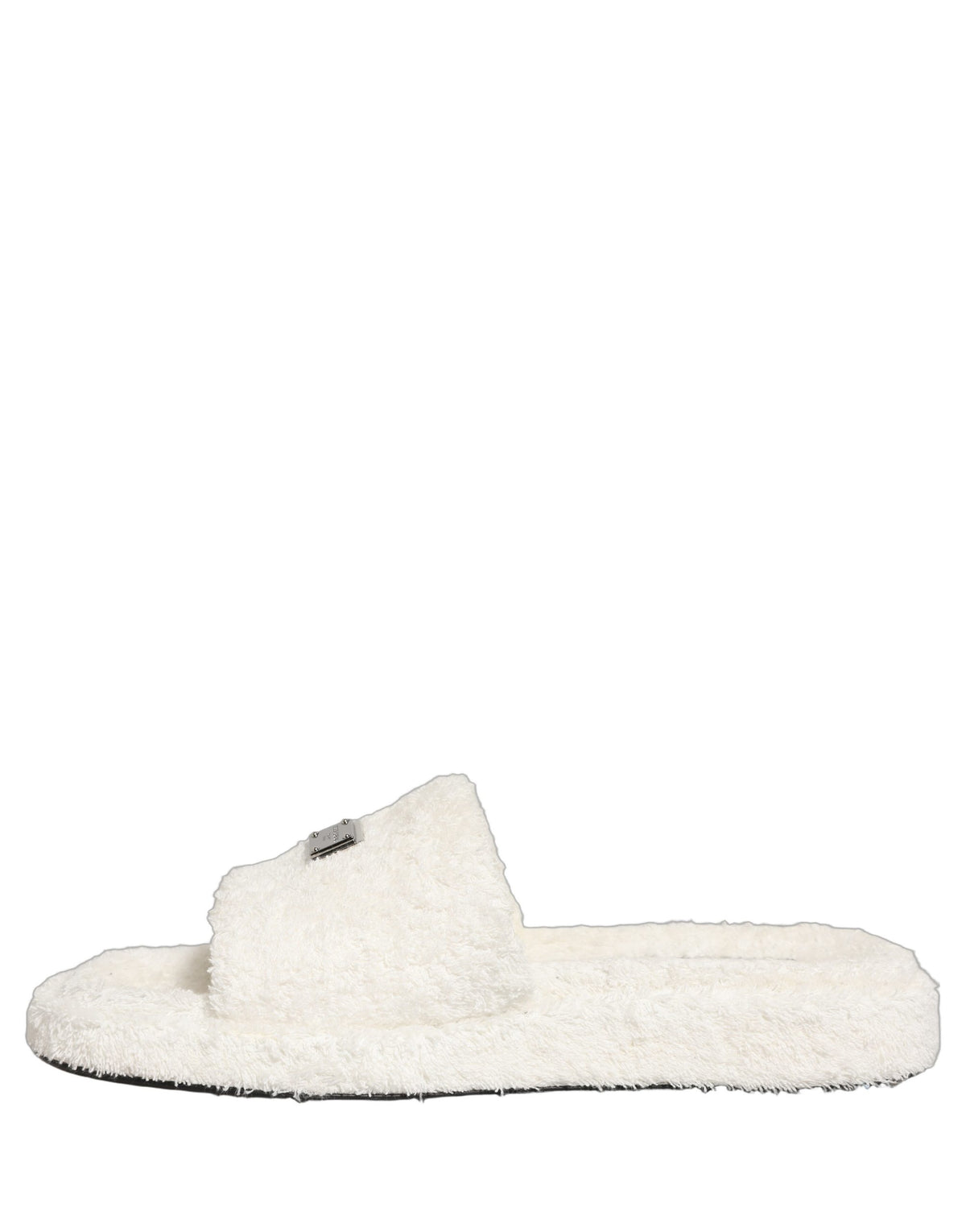 White Faux Fur Flats Men Slides Sandals Shoes